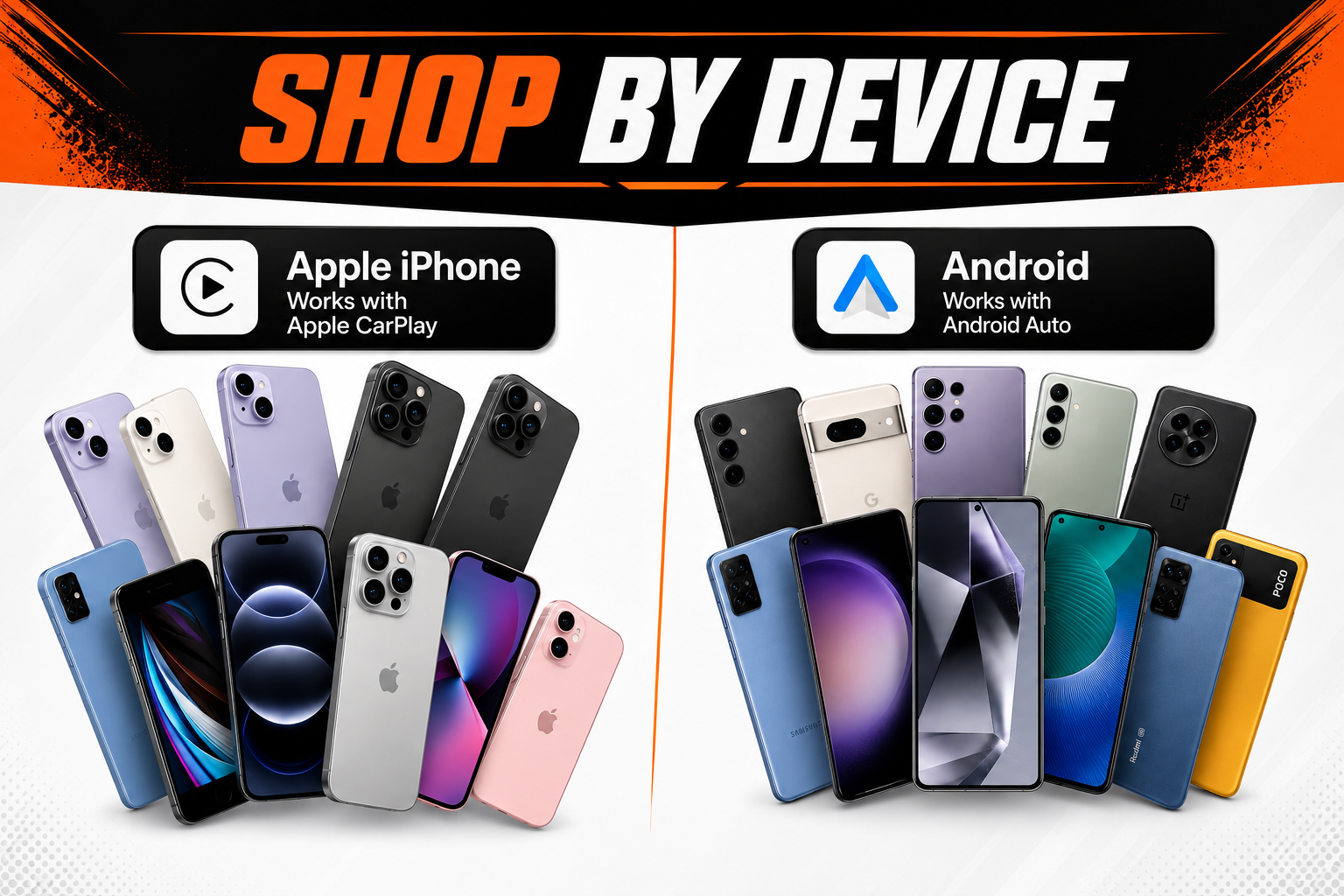 Shop by device — Apple CarPlay for iPhone and Android Auto for Android1621243260e1af0c20-0